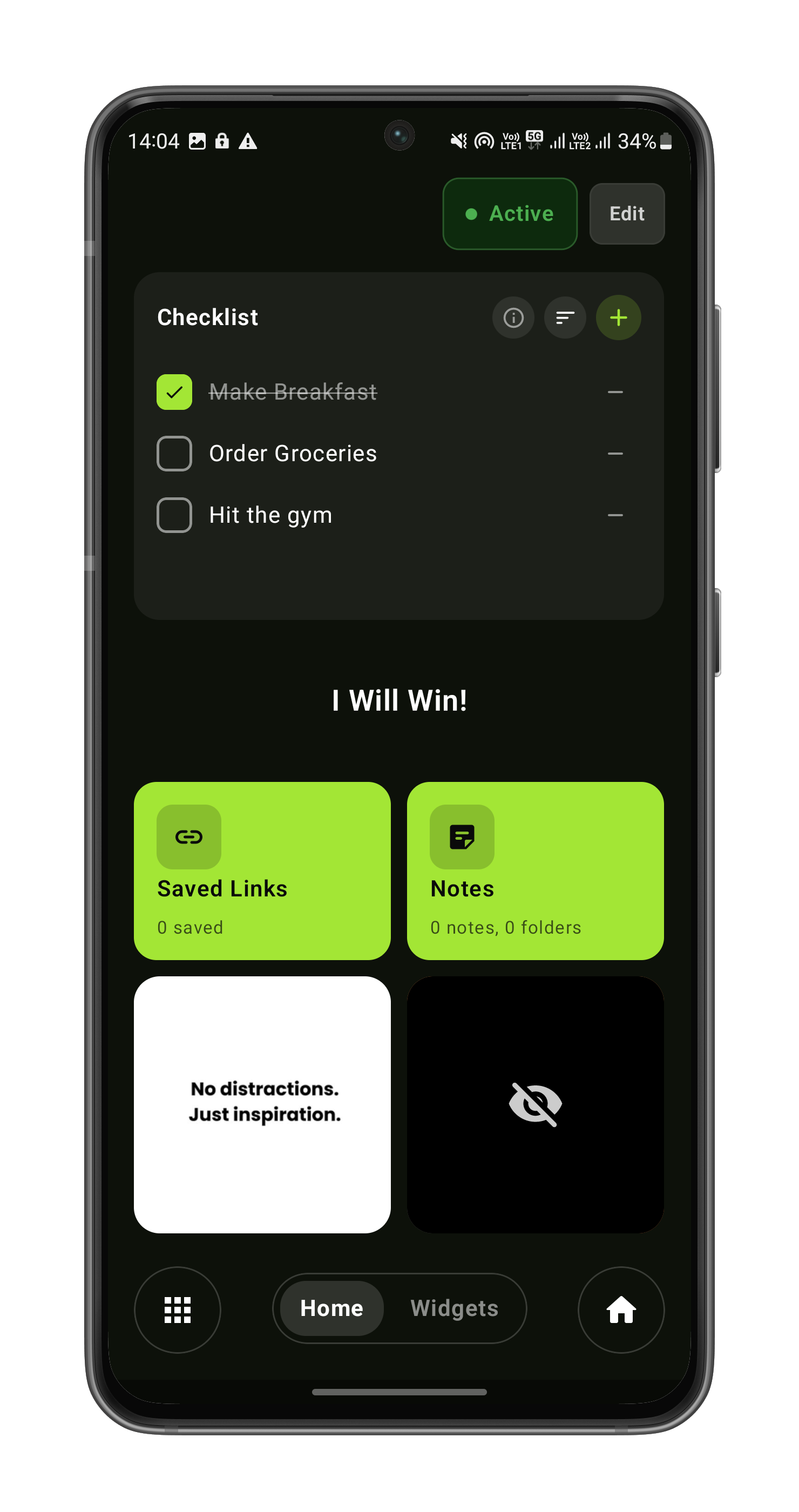Otama home screen on Android